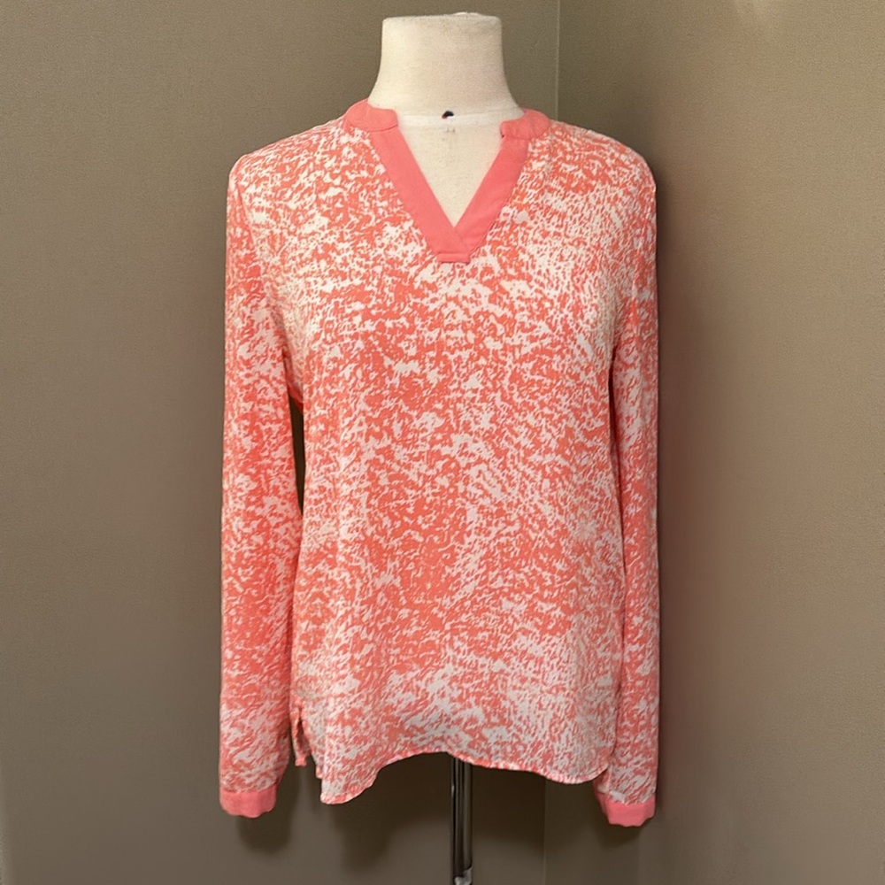 Kenneth Cole Blouse Peach and White Size Small